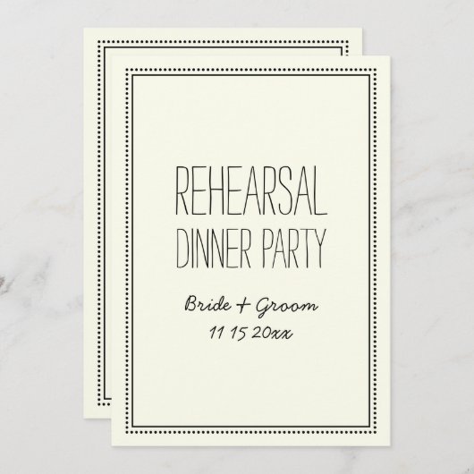 ヴィンテージ結婚式リハーサルディナーパーティー 招待状 (正面/裏面)