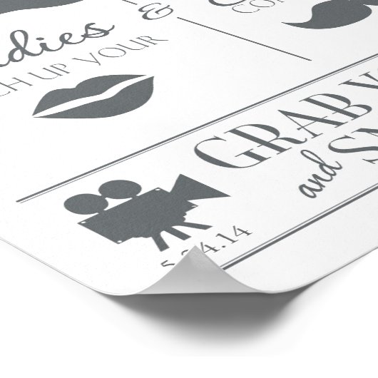 ヴィンテージ結婚式写真ブース看板 ポスター (角)