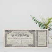 ヴィンテージ結婚式招待状チケット（RSVPカード付き）v.2 招待状 (スタンド正面)