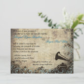 ヴィンテージ結婚式招待状ライトブルー 招待状 (スタンド正面)