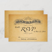 ヴィンテージ結婚式招待状　紙のウェディングペーパー　出欠確認 出欠カード (正面/裏面)