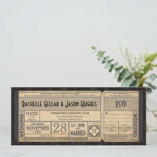 ヴィンテージ結婚式招待状(RSVP付き)II 2.0 招待状 (スタンド正面)