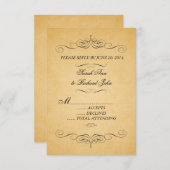 ヴィンテージ結婚式招待状 RSVP スワール フローリッシュ (正面/裏面)
