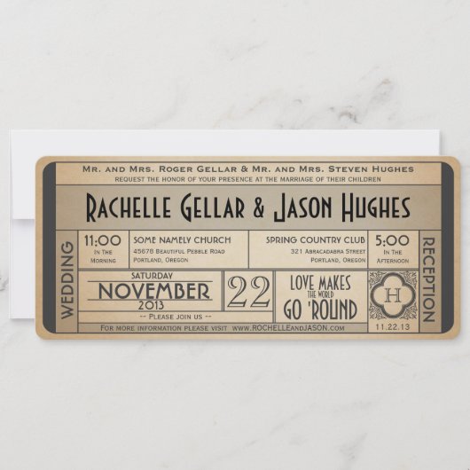 ヴィンテージ結婚式招待状IV -- 1940年代スタイルII 招待状 (正面)