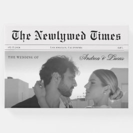 ヴィンテージ結婚式新聞写真＆モノグラムエレガント ゲストブック