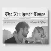 ヴィンテージ結婚式新聞写真＆モノグラムエレガント ゲストブック (正面)