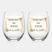 ヴィンテージ結婚式蓮の花 ステムなしワイングラス (裏面)