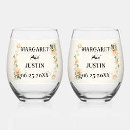 ヴィンテージ結婚式蓮の花 ステムなしワイングラス