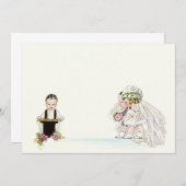 ヴィンテージ結婚式誓約書の花嫁と新郎への白紙の招待状 招待状 (正面/裏面)