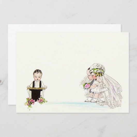ヴィンテージ結婚式誓約書の花嫁と新郎への白紙の招待状 招待状 (正面/裏面)