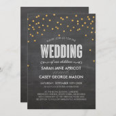ヴィンテージ結婚式金ゴールドグリッター紙吹雪チョークボード 招待状 (正面/裏面)