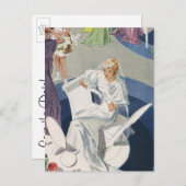 ヴィンテージ結婚式、アールデコ花嫁の日付の保存 案内ポストカード (正面/裏面)