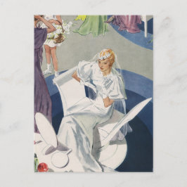 ヴィンテージ結婚式、アールデコ花嫁の日付の保存 案内ポストカード