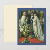 ヴィンテージ結婚式、ユダヤの儀式での花婿花嫁とメノーラ 招待状 (正面/裏面)