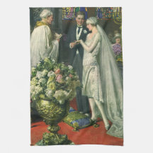 ヴィンテージ結婚式、ユダヤの儀礼での花婿花嫁とメノーラ