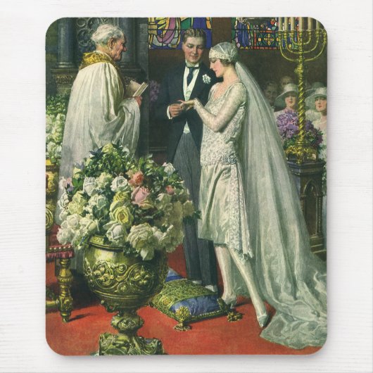 ヴィンテージ結婚式、ユダヤの儀礼での花婿花嫁とメノーラ マウスパッド (正面)