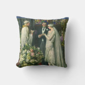 ヴィンテージ結婚式、ユダヤ教の儀礼での花婿花嫁とメノーラ クッション (正面)