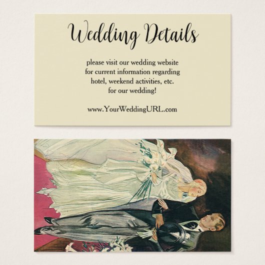 ヴィンテージ結婚式 新婚夫婦、幸せな花嫁と新郎 (正面&裏面)