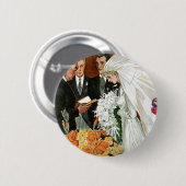 ヴィンテージ結婚式、新郎新婦 缶バッジ (正面&裏面)