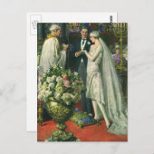 ヴィンテージ結婚式、 花嫁と新郎とメノーラ ポストカード (正面/裏面)