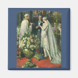 ヴィンテージ結婚式、 花嫁と花婿とメノーラ マグネット