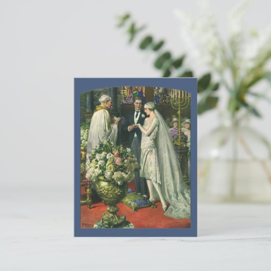 ヴィンテージ結婚式、 花嫁と花婿とメノーラ 招待状 (スタンド正面)