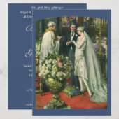 ヴィンテージ結婚式、 花嫁と花婿とメノーラ 招待状 (正面/裏面)