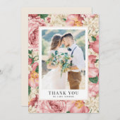 ヴィンテージ結婚牡丹パタ結婚ンの サンキューカード (正面/裏面)