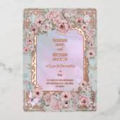 ヴィンテージ結婚牡丹 箔招待状 (正面)
