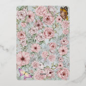 ヴィンテージ結婚牡丹 箔招待状 (裏面)