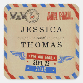 ヴィンテージ結婚航空便 スクエアシール