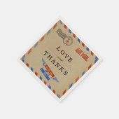 ヴィンテージ結婚航空便 スタンダードカクテルナプキン (角)