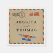 ヴィンテージ結婚航空便 スタンダードカクテルナプキン (正面)
