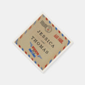 ヴィンテージ結婚航空便 スタンダードカクテルナプキン (角)