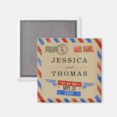 ヴィンテージ結婚航空便 マグネット (正面/裏面)