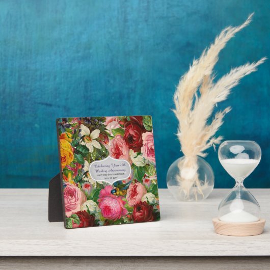 ヴィンテージ結婚記念日バラ – 記念 フォトプラーク (インサイチュ)