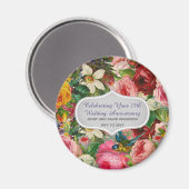 ヴィンテージ結婚記念日バラ – 記念 マグネット (正面/裏面)