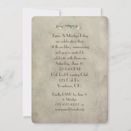 ヴィンテージ結婚記念日パーティーの招待状 招待状 (裏面)