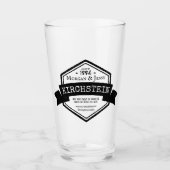 ヴィンテージ結婚記念日リボン六角ロゴ タンブラーグラス (正面)