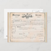 ヴィンテージ結婚許可証はがき ポストカード (正面/裏面)