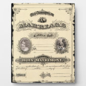 ヴィンテージ結婚証明書アートプラーク フォトプラーク (正面)