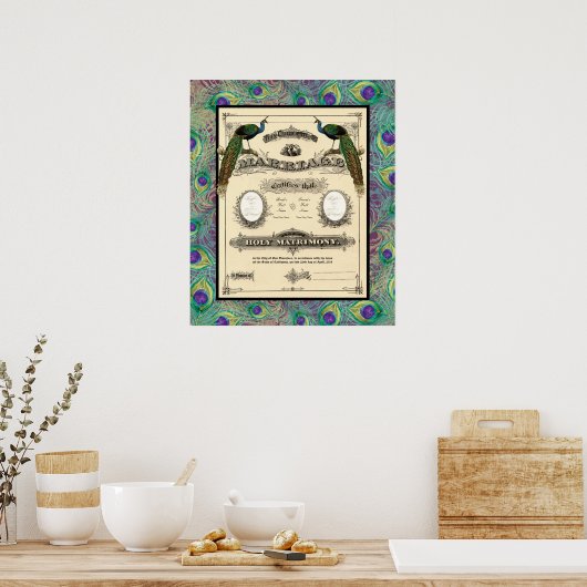 ヴィンテージ結婚証明書モダンデザイン ポスター (キッチン)