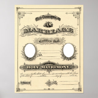 ヴィンテージ結婚証明書 ポスター