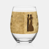 ヴィンテージ結婚赤褐色のカップル ステムなしワイングラス (左)