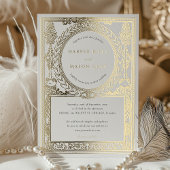 ヴィンテージ結婚金ゴールドの華美ローレルデザイン 箔招待状