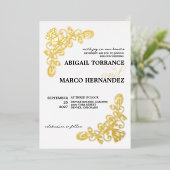 ヴィンテージ結婚金ゴールド 箔招待状 (立ち正面)