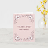 ヴィンテージ結婚開花のサンキューカード – ピンク カード (黄色い花)