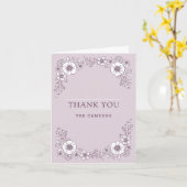 ヴィンテージ結婚開花のサンキューカード – 紫 カード (黄色い花)