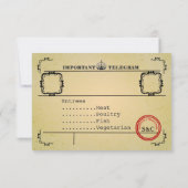 ヴィンテージ結婚電信のR.S.V.P 出欠カード (裏面)