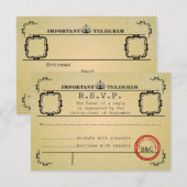 ヴィンテージ結婚電信のR.S.V.P 出欠カード (正面/裏面)